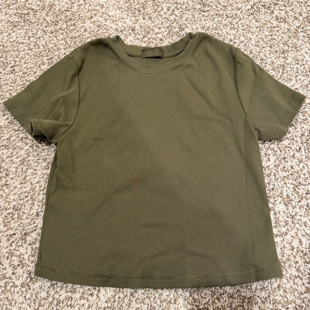 Nuuds baby tee Olive Green Women's Top